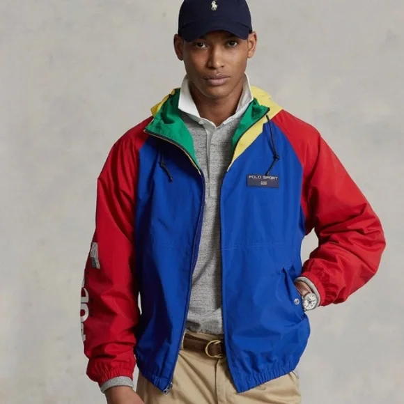 NWT POLO SPORT Ralph Lauren Colorblock Hooded Windbreaker Jacket size L - Picture 1 of 16